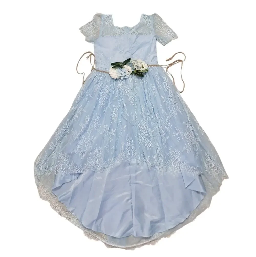 TRISH SCULLY Girls Blue Lace Party Dress Size 10 NWT Floral Special Occasion